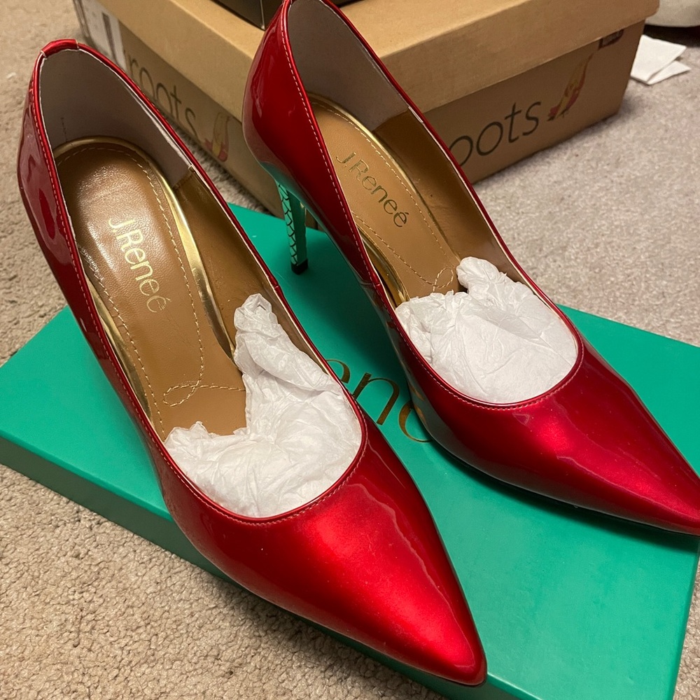 Red pump heels